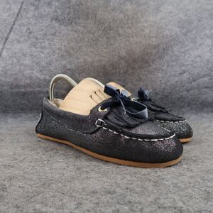 Sperry Shoes Women 6 Moccasin Flats Slip On Leather Metallic Shimmer Slipper Bow